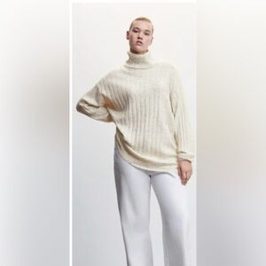 Mango Off-White Turtleneck Sweater